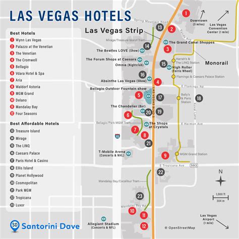 las vegas hotel map